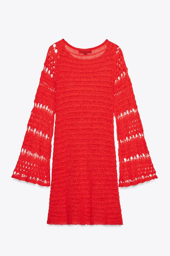 ZARA CROCHET KNIT MINI DRESS