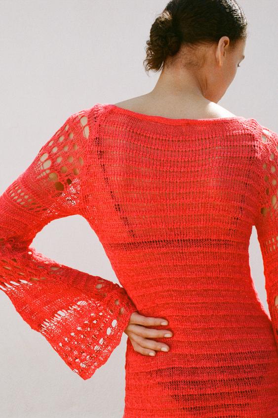 ZARA CROCHET KNIT MINI DRESS