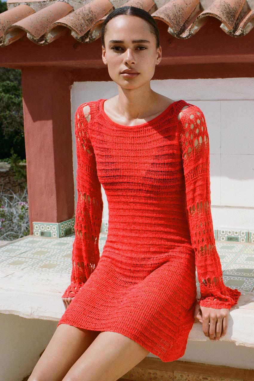 ZARA CROCHET KNIT MINI DRESS