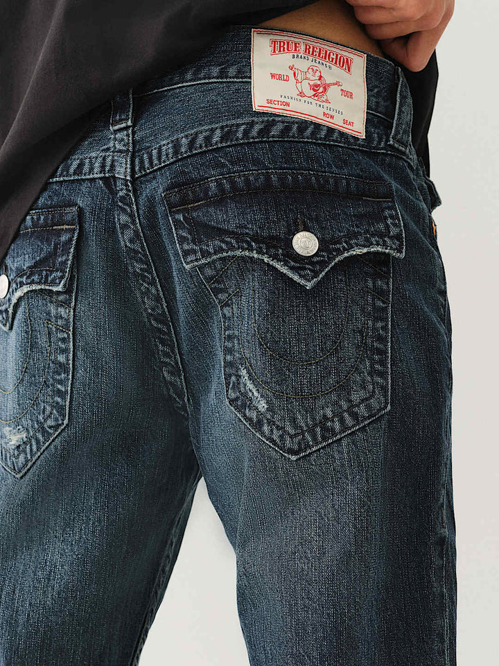 TRUE RELIGION RICKY DISTRESSED FLAP STRAIGHT JEAN