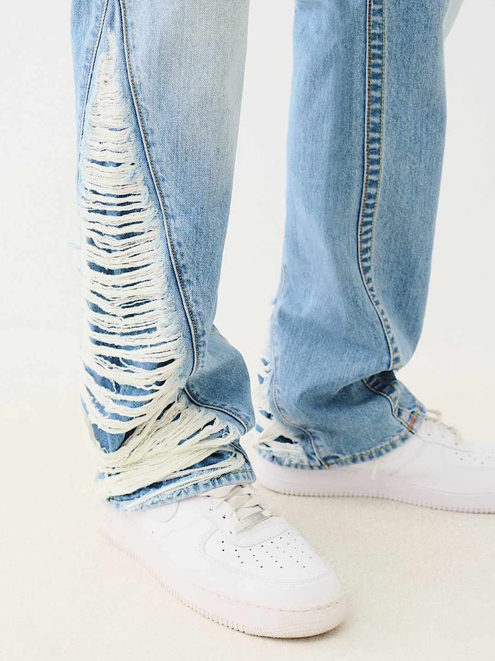 TRUE RELIGION JOEY DESTROYED SLIT SLIM FLARE JEAN
