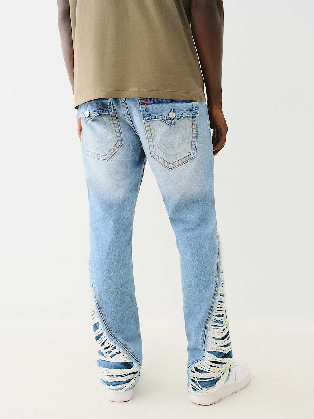 TRUE RELIGION JOEY DESTROYED SLIT SLIM FLARE JEAN