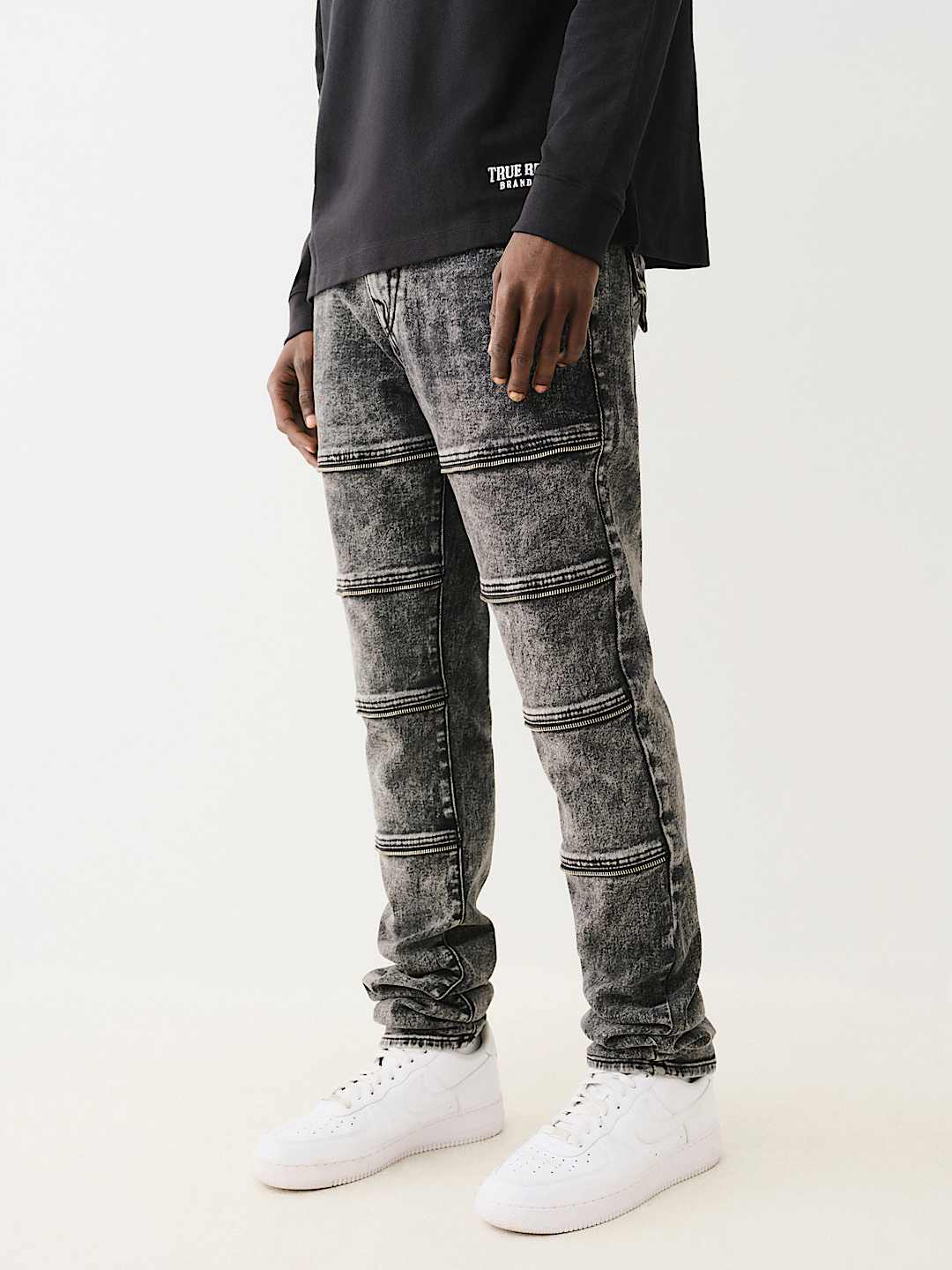TRUE RELIGIONROCCO STACKED ZIPPER SKINNY JEAN