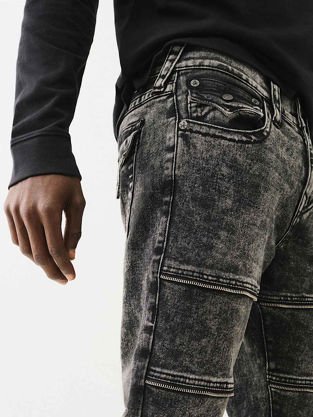 TRUE RELIGIONROCCO STACKED ZIPPER SKINNY JEAN