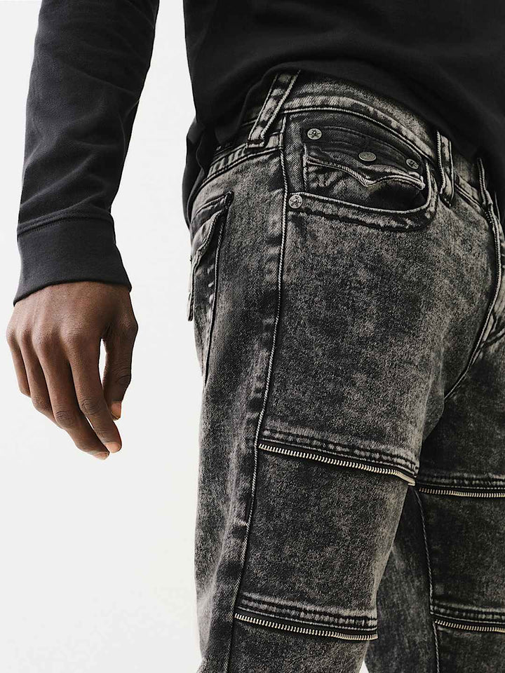 TRUE RELIGIONROCCO STACKED ZIPPER SKINNY JEAN