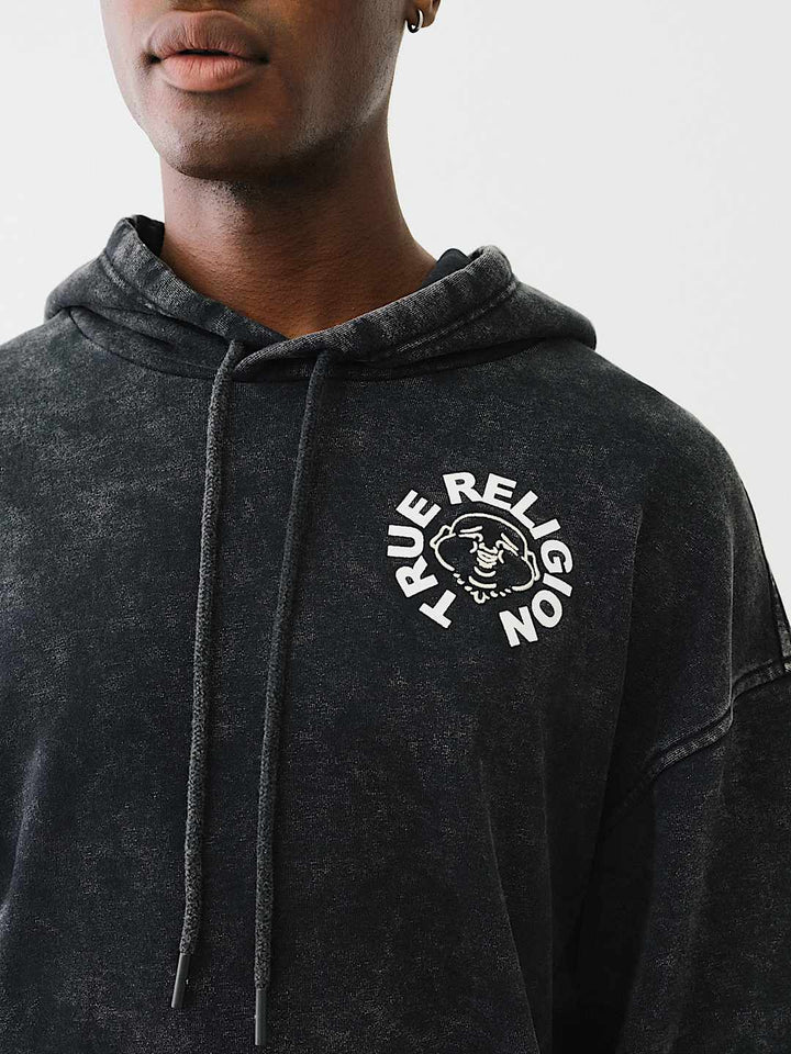 TRUE RELIGION MINERAL WASH BUDDHA FACE HOODIE