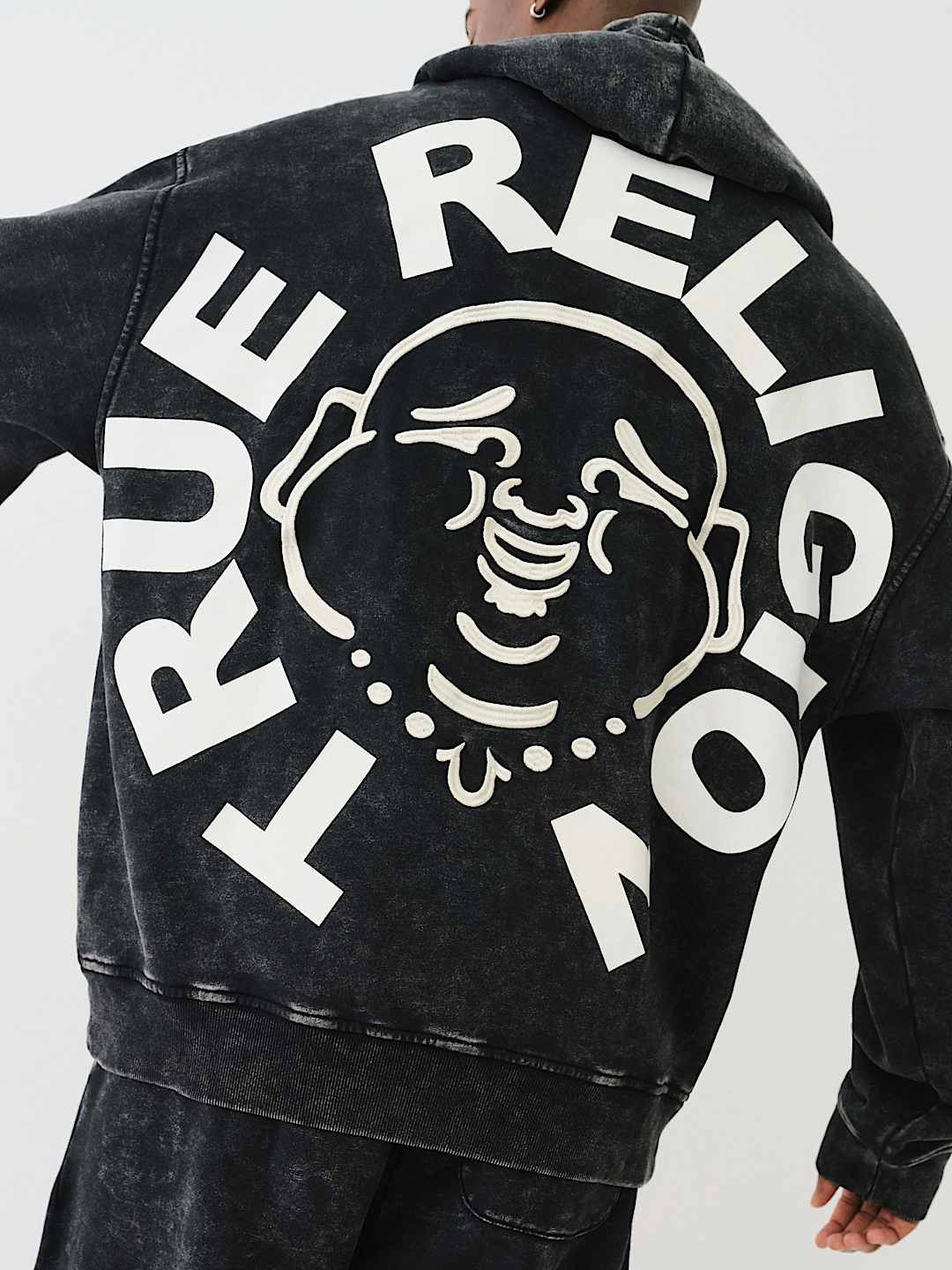 TRUE RELIGION MINERAL WASH BUDDHA FACE HOODIE