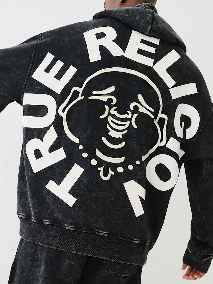 TRUE RELIGION MINERAL WASH BUDDHA FACE HOODIE