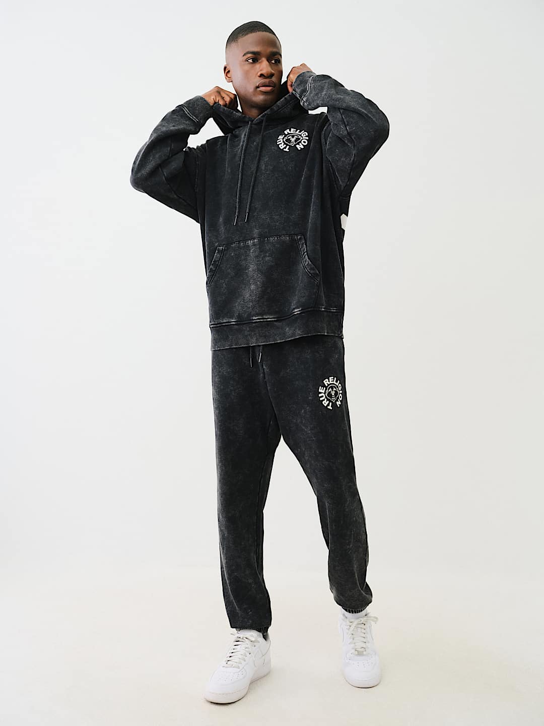 TRUE RELIGION MINERAL WASH BUDDHA FACE HOODIE