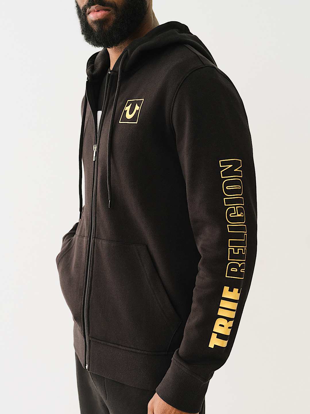 TRUE RELIGION HIGH DENSITY LOGO ZIP HOODIE
