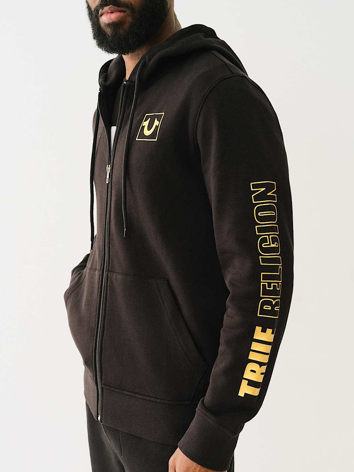 TRUE RELIGION HIGH DENSITY LOGO ZIP HOODIE