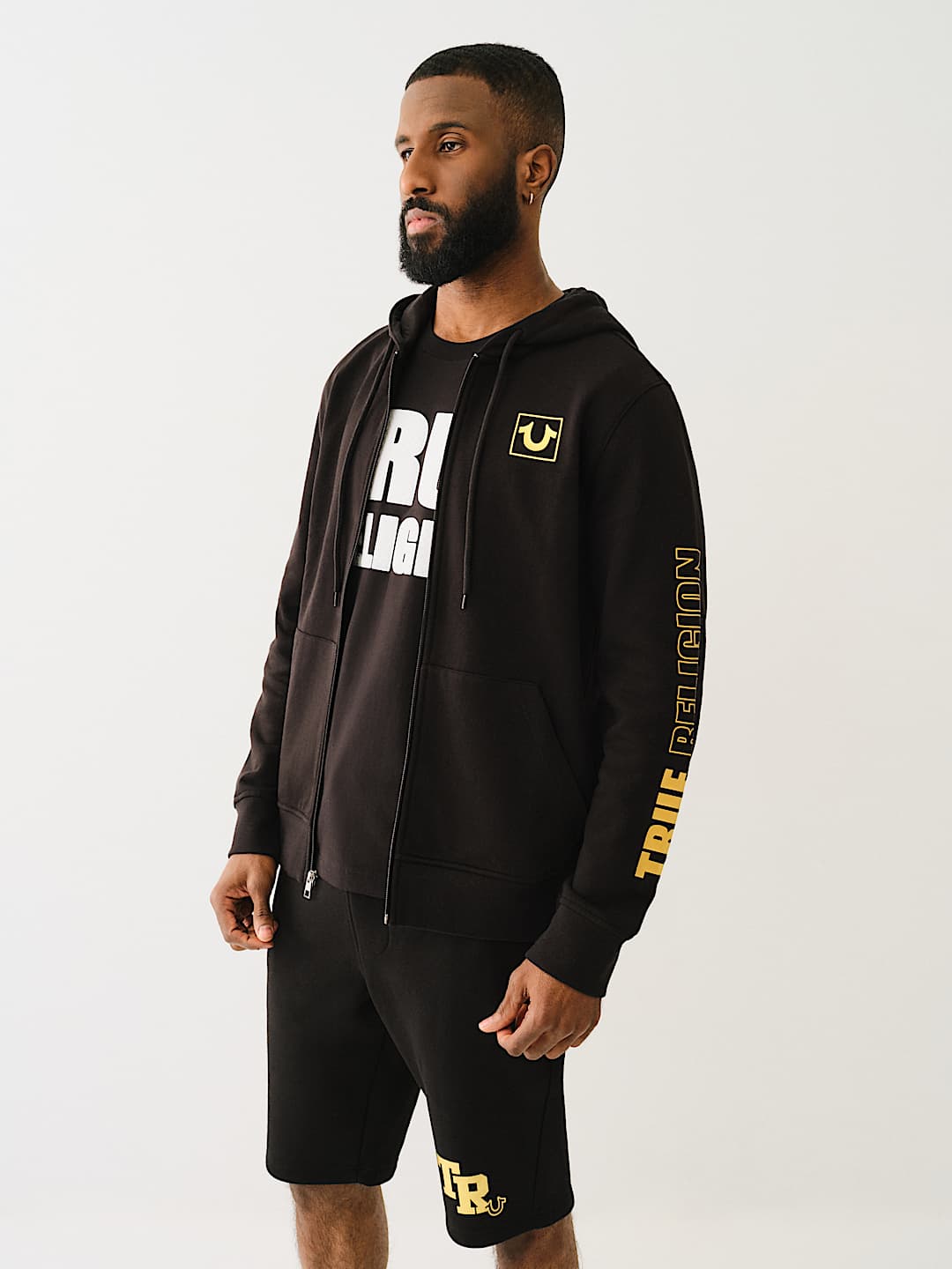 TRUE RELIGION HIGH DENSITY LOGO ZIP HOODIE