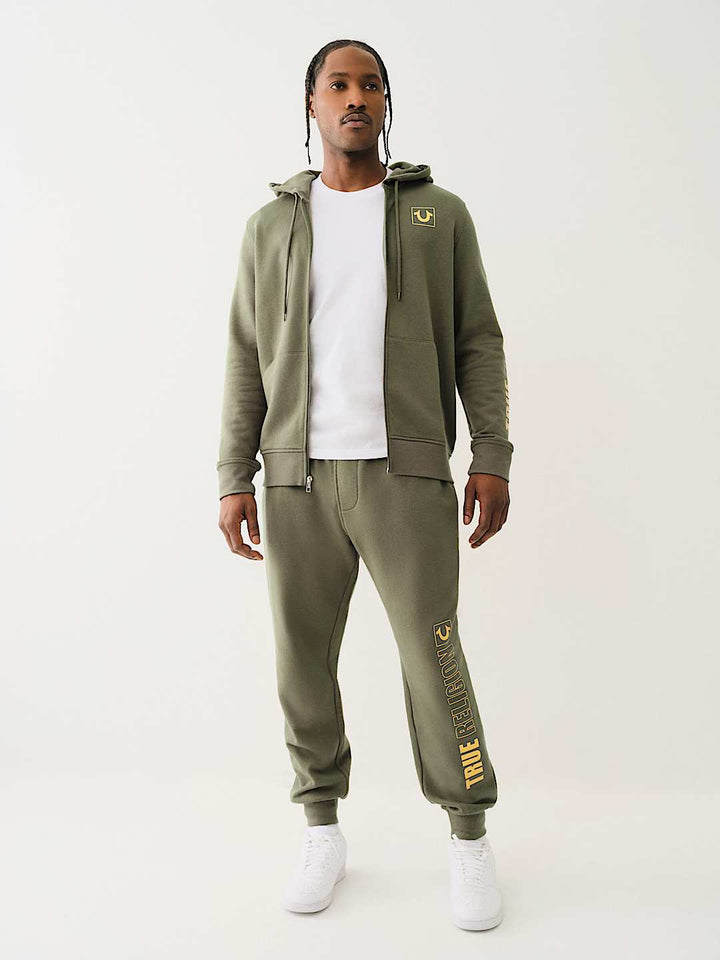 TRUE RELIGION HIGH DENSITY LOGO ZIP HOODIE