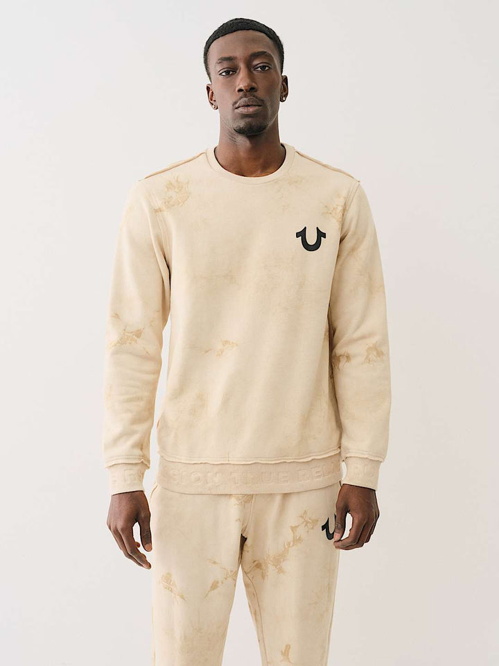 TRUE RELIGION DEBOSSED LOGO RAW TRIM SWEATSHIRT