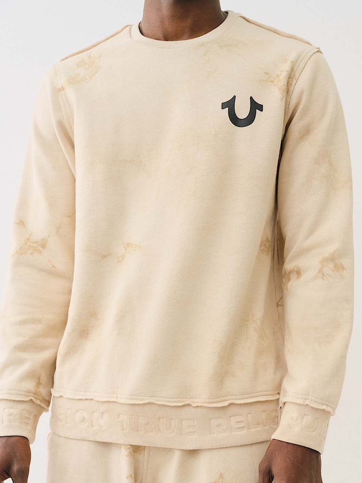 TRUE RELIGION DEBOSSED LOGO RAW TRIM SWEATSHIRT