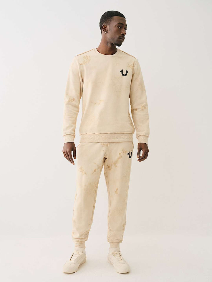 TRUE RELIGION DEBOSSED LOGO RAW TRIM SWEATSHIRT
