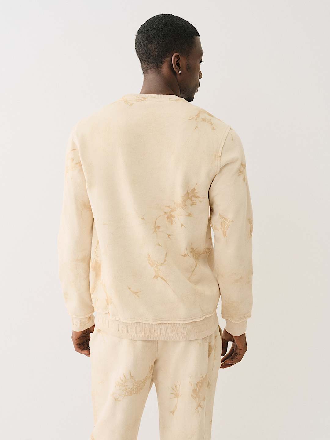 TRUE RELIGION DEBOSSED LOGO RAW TRIM SWEATSHIRT