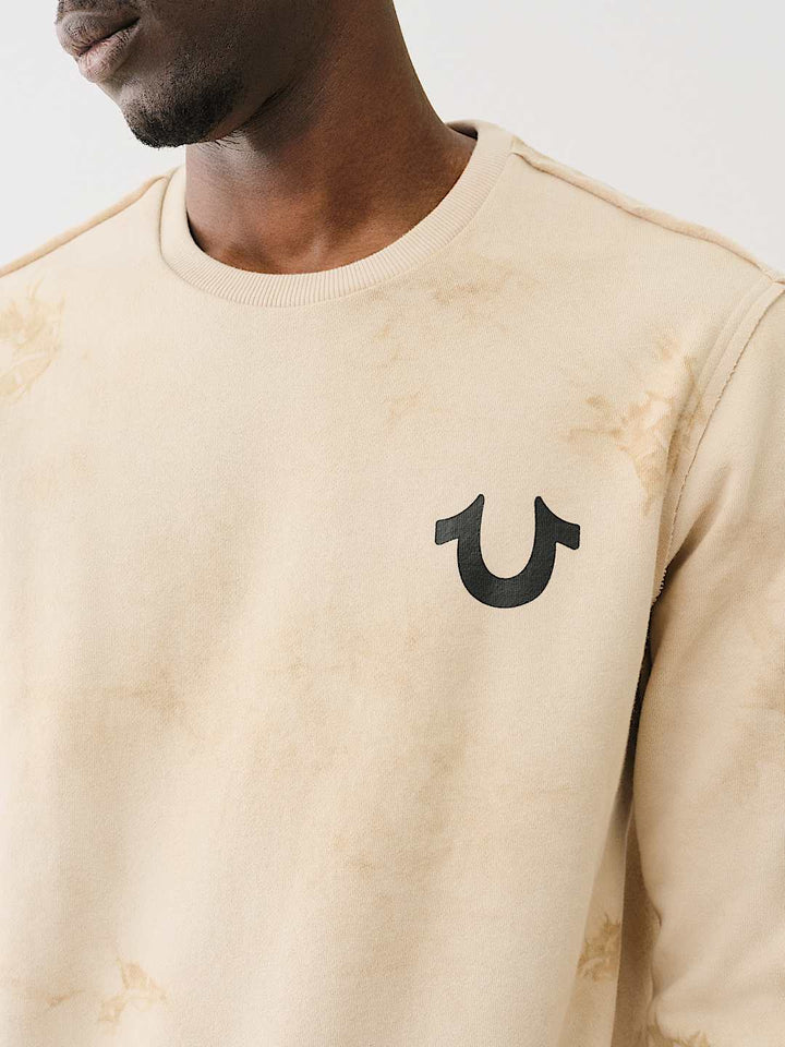 TRUE RELIGION DEBOSSED LOGO RAW TRIM SWEATSHIRT
