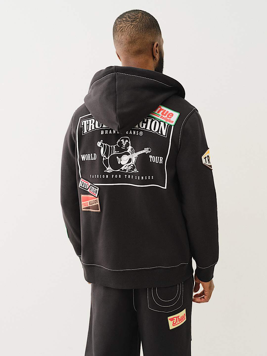 TRUE RELIGION BIG T PATCH ZIP HOODIE