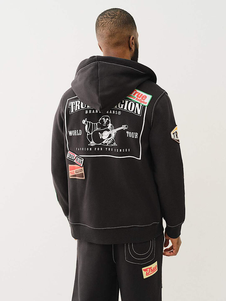 TRUE RELIGION BIG T PATCH ZIP HOODIE