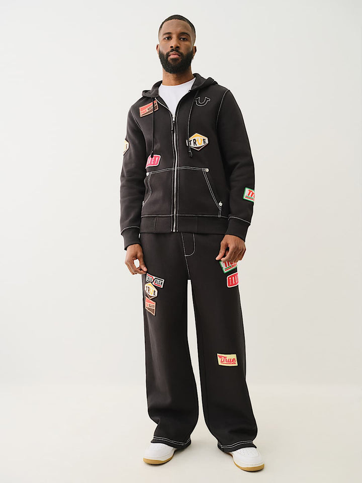 TRUE RELIGION BIG T PATCH ZIP HOODIE