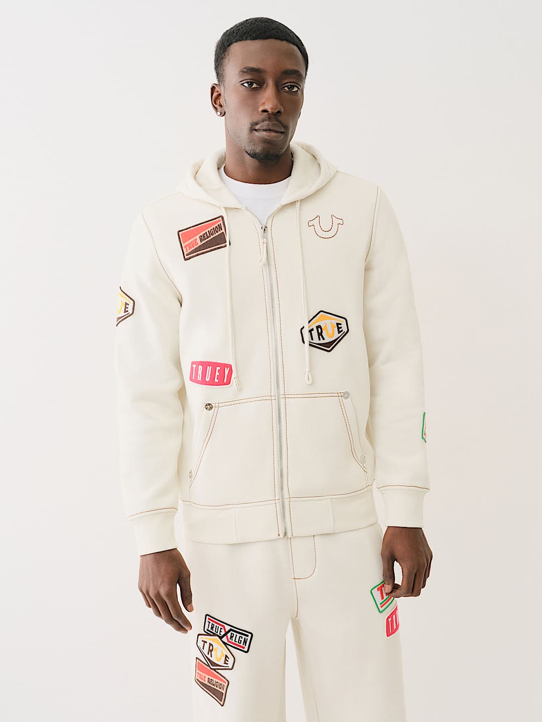 TRUE RELIGION BIG T PATCH ZIP HOODIE