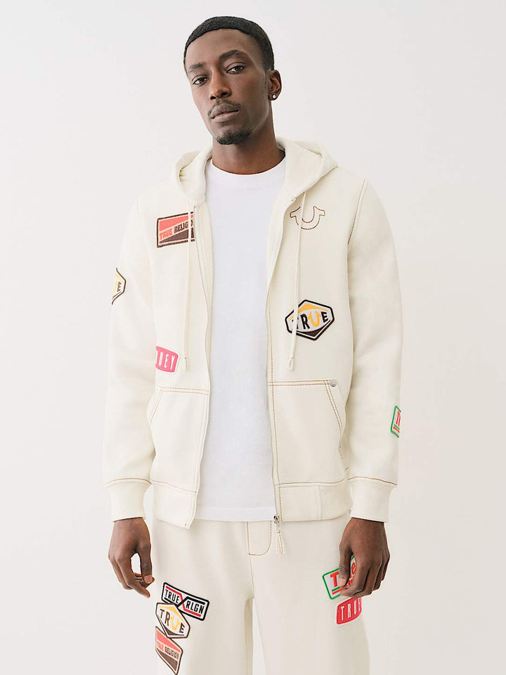 TRUE RELIGION BIG T PATCH ZIP HOODIE