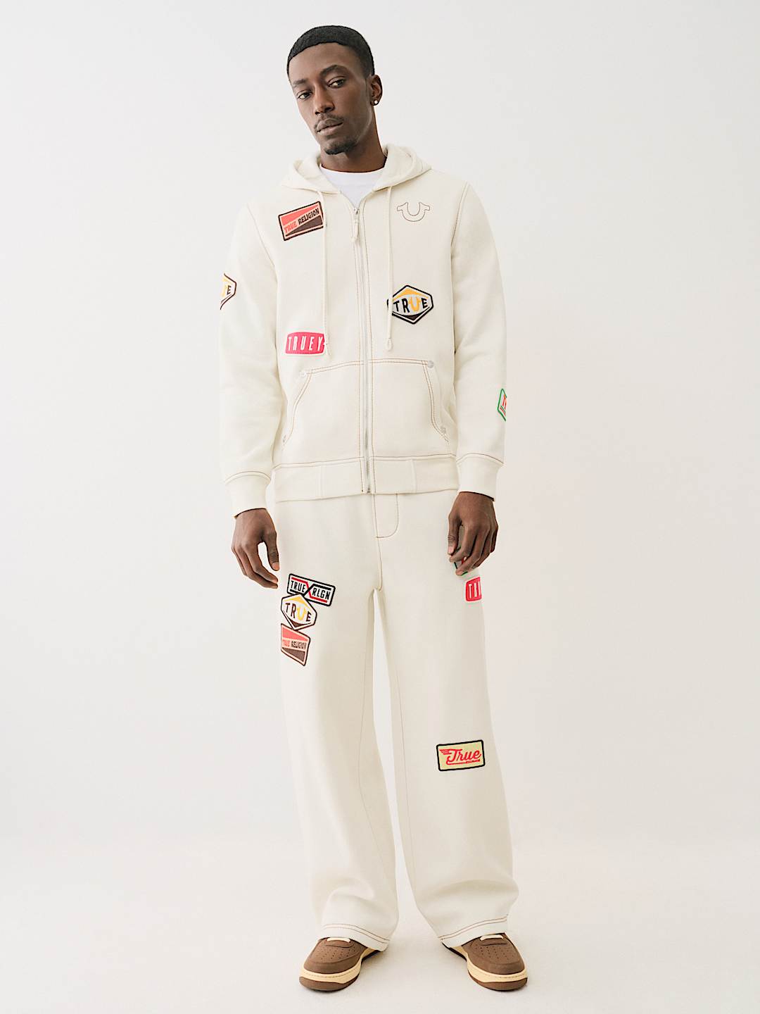 TRUE RELIGION BIG T PATCH ZIP HOODIE