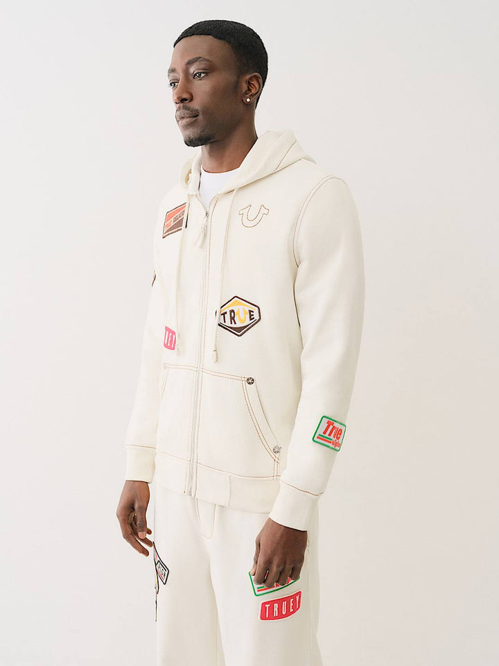 TRUE RELIGION BIG T PATCH ZIP HOODIE