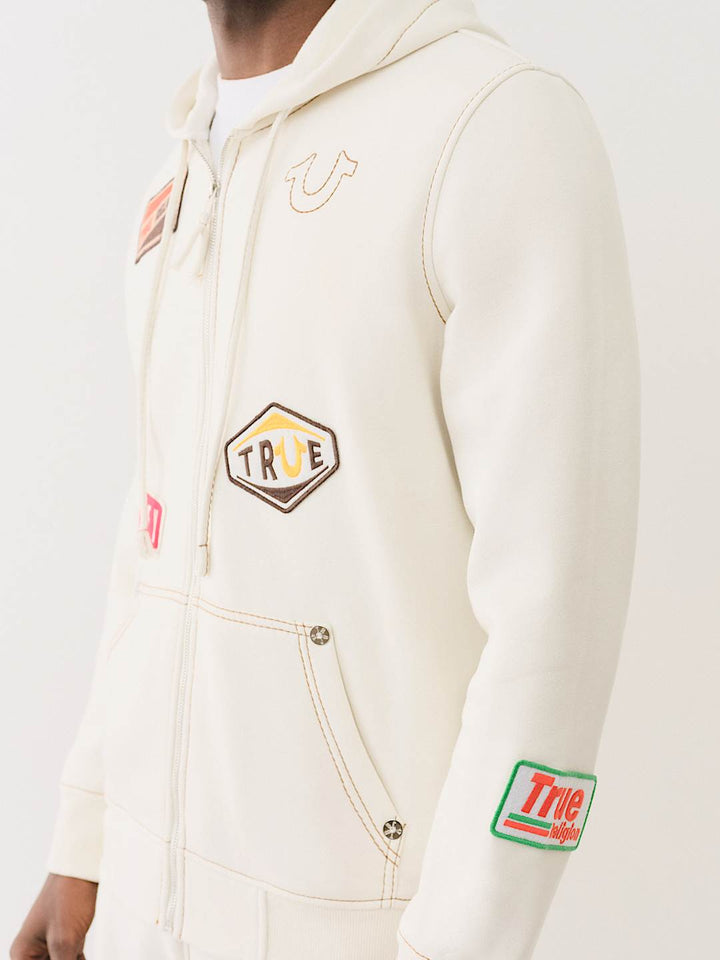 TRUE RELIGION BIG T PATCH ZIP HOODIE