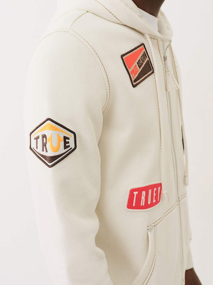 TRUE RELIGION BIG T PATCH ZIP HOODIE