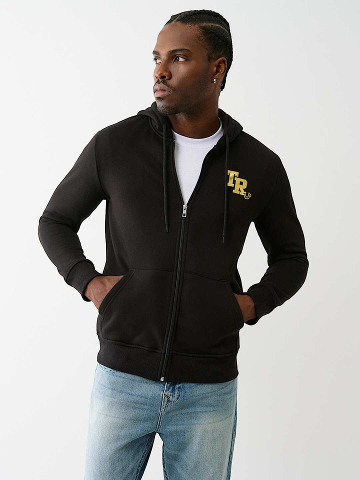 TRUE RELIGION METALLIC LOGO ZIP HOODIE