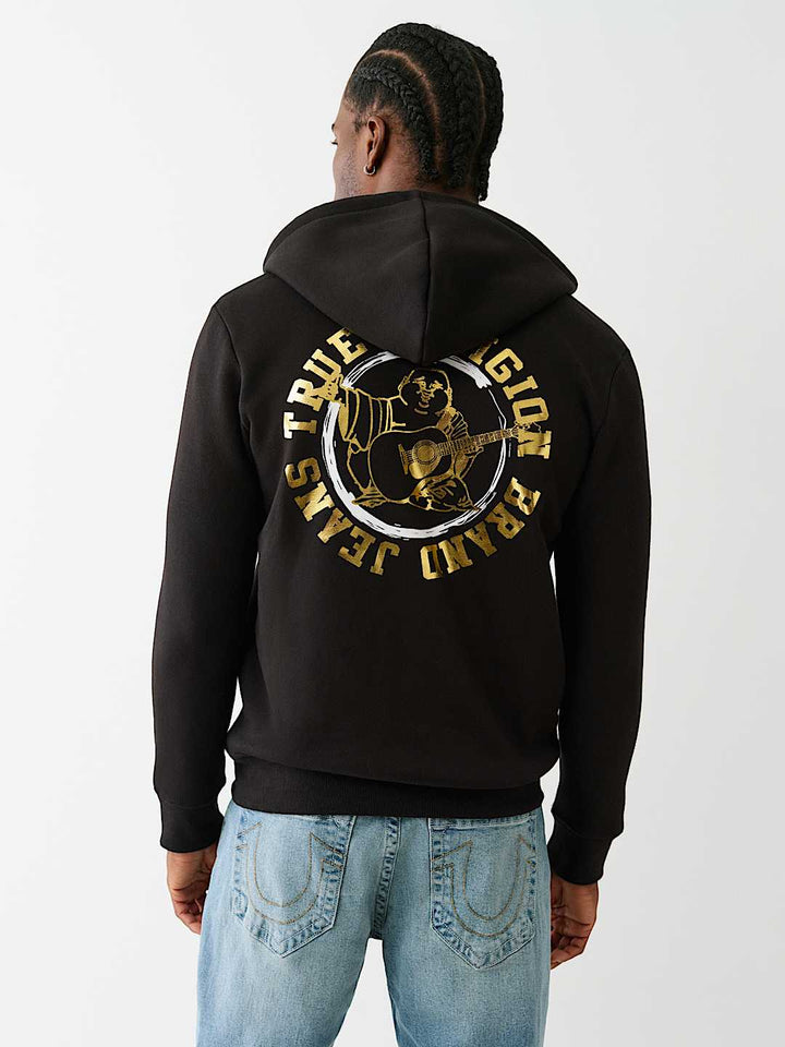 TRUE RELIGION METALLIC LOGO ZIP HOODIE
