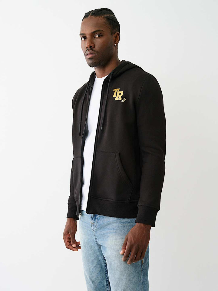 TRUE RELIGION METALLIC LOGO ZIP HOODIE
