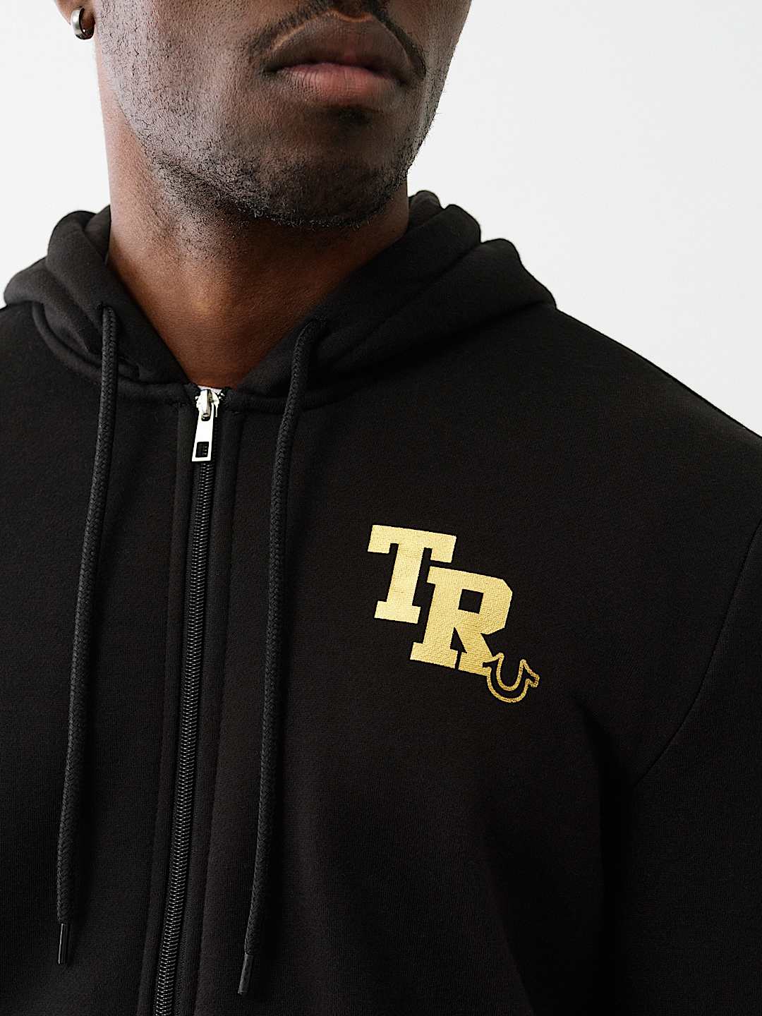 TRUE RELIGION METALLIC LOGO ZIP HOODIE