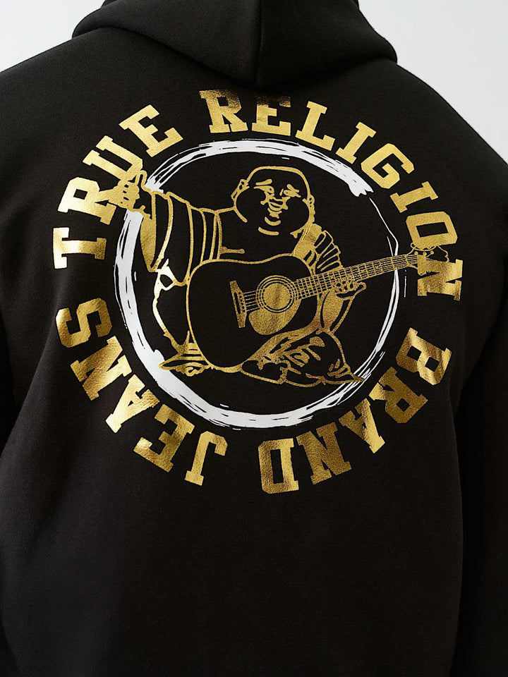 TRUE RELIGION METALLIC LOGO ZIP HOODIE