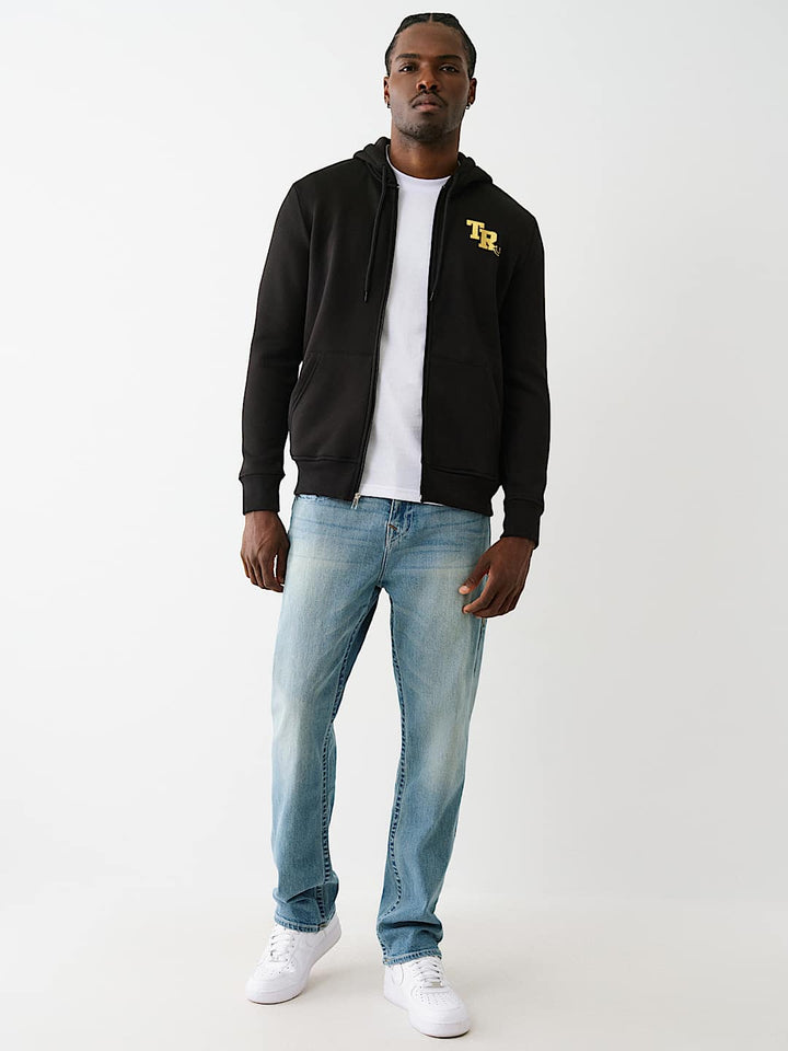 TRUE RELIGION METALLIC LOGO ZIP HOODIE