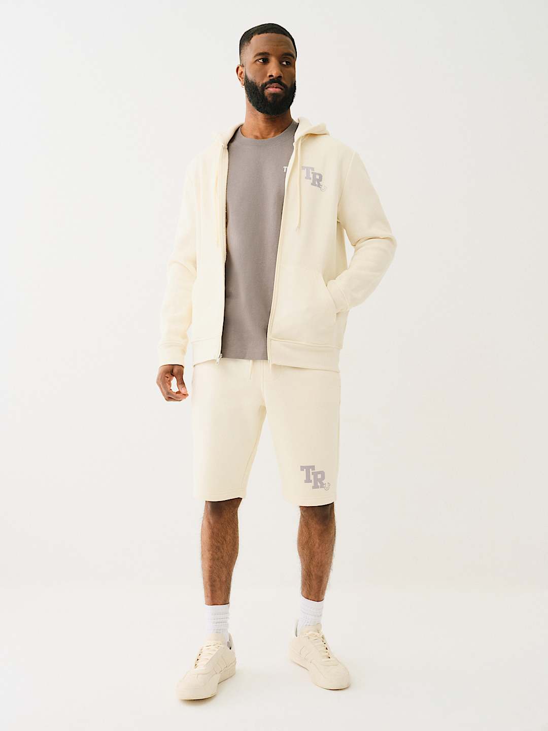 TRUE RELIGION METALLIC LOGO ZIP HOODIE