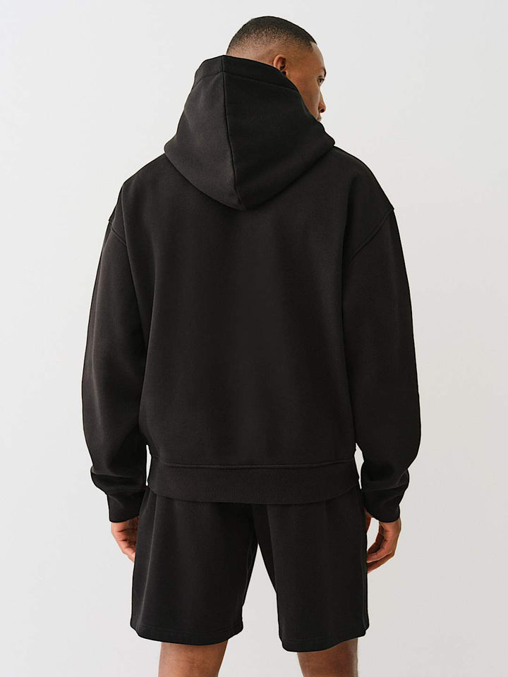 TRUE RELIGION CINCHED LOGO APPLIQUE HOODIE