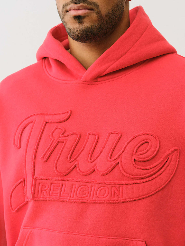 TRUE RELIGION CINCHED LOGO APPLIQUE HOODIE