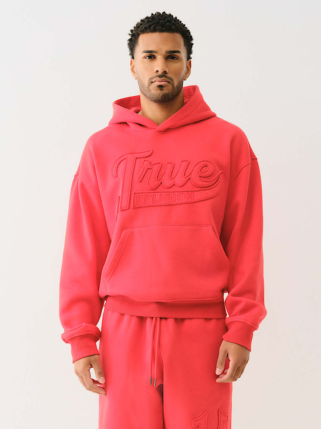 TRUE RELIGION CINCHED LOGO APPLIQUE HOODIE