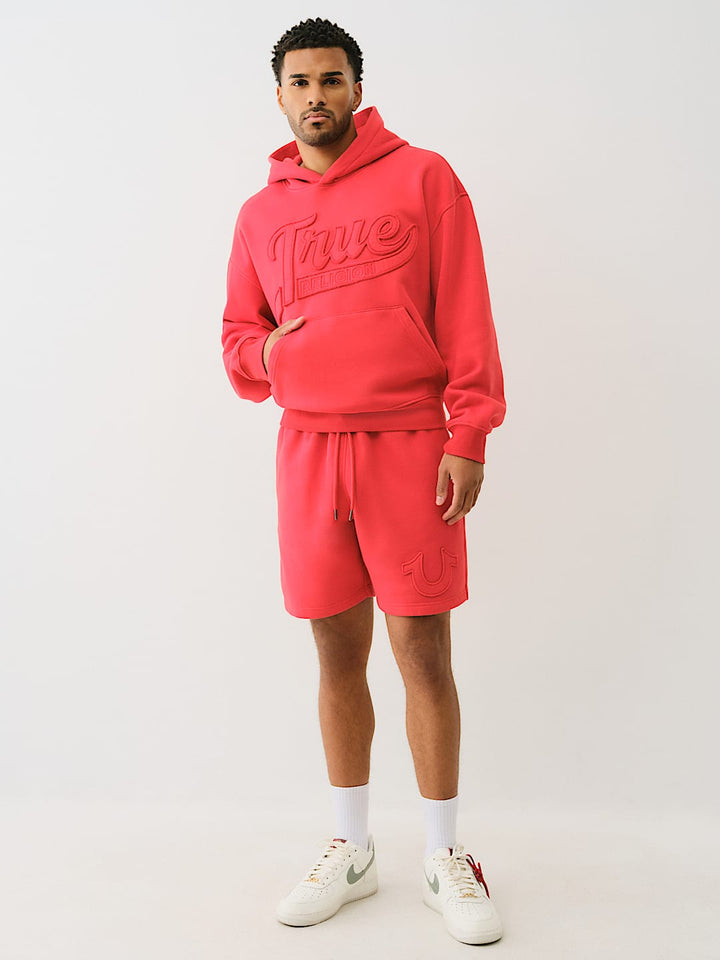 TRUE RELIGION CINCHED LOGO APPLIQUE HOODIE