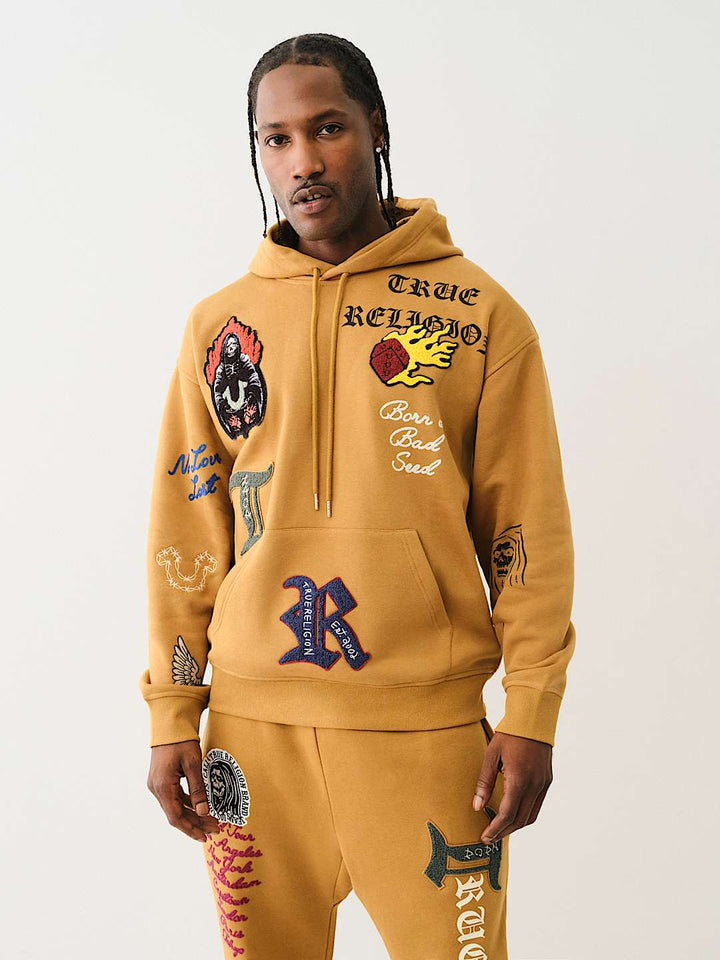 TRUE RELIGION LOGO PATCH EMBROIDERY HOODIE