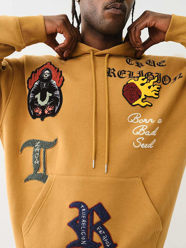 TRUE RELIGION LOGO PATCH EMBROIDERY HOODIE
