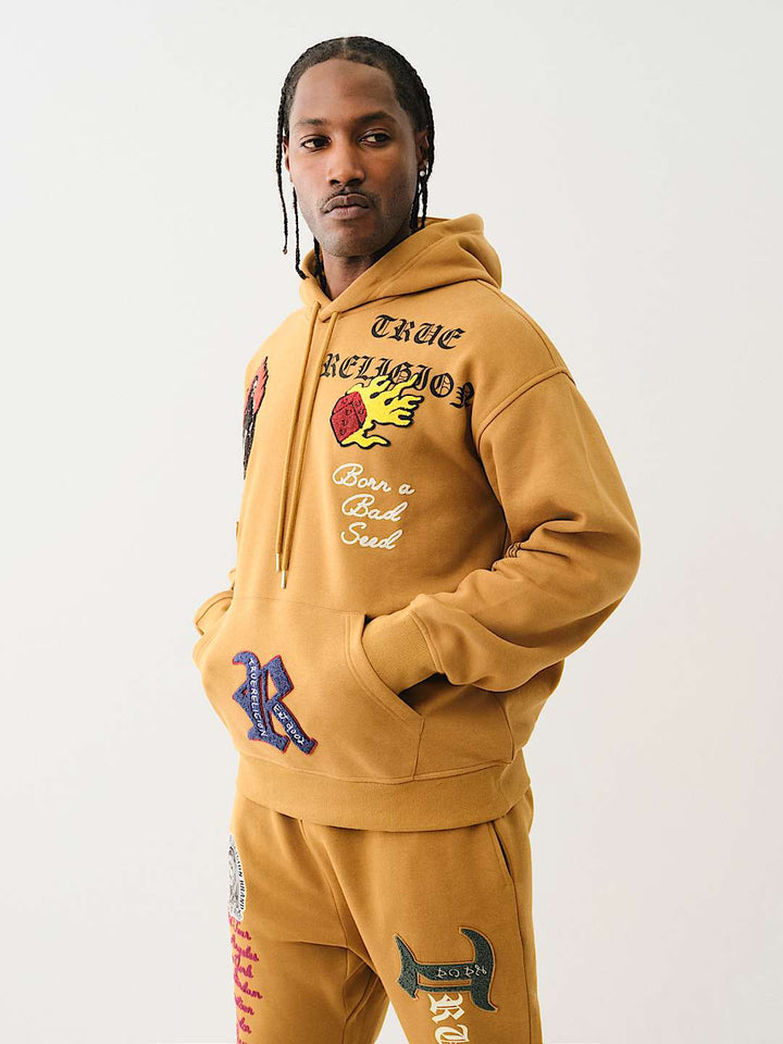 TRUE RELIGION LOGO PATCH EMBROIDERY HOODIE