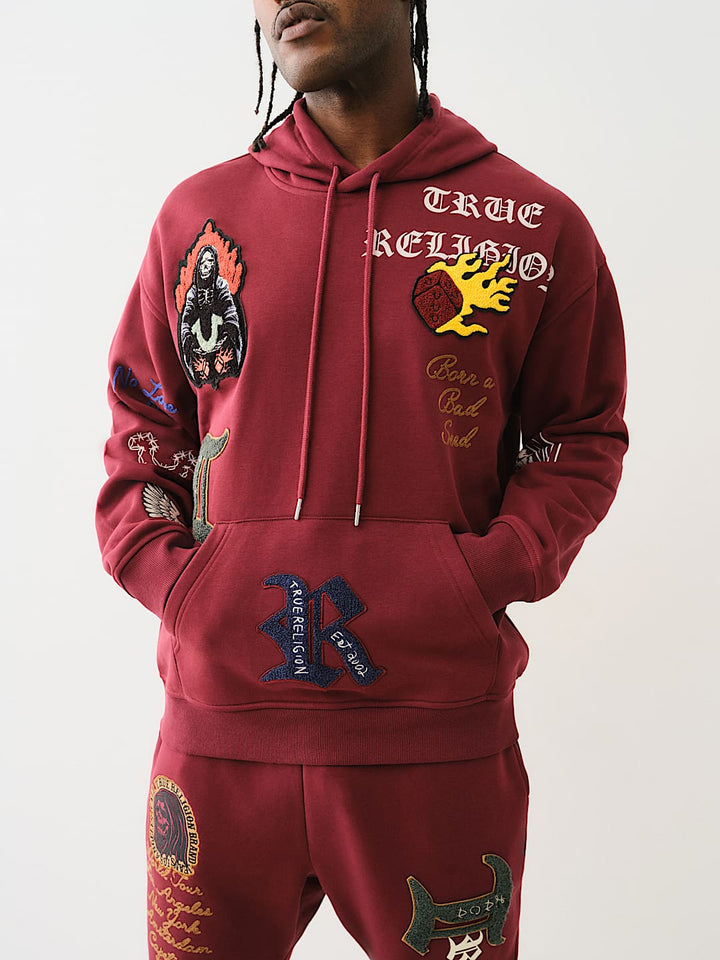 TRUE RELIGION LOGO PATCH EMBROIDERY HOODIE