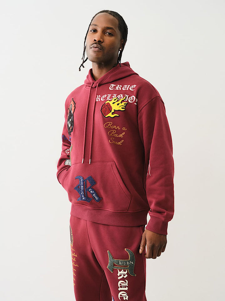 TRUE RELIGION LOGO PATCH EMBROIDERY HOODIE