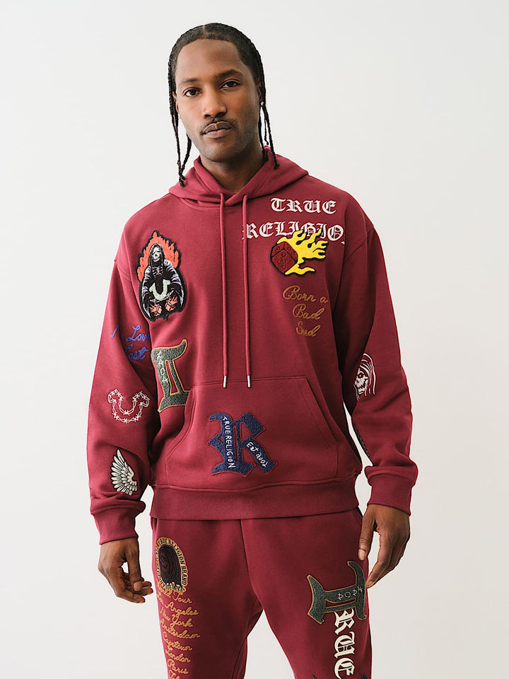 TRUE RELIGION LOGO PATCH EMBROIDERY HOODIE