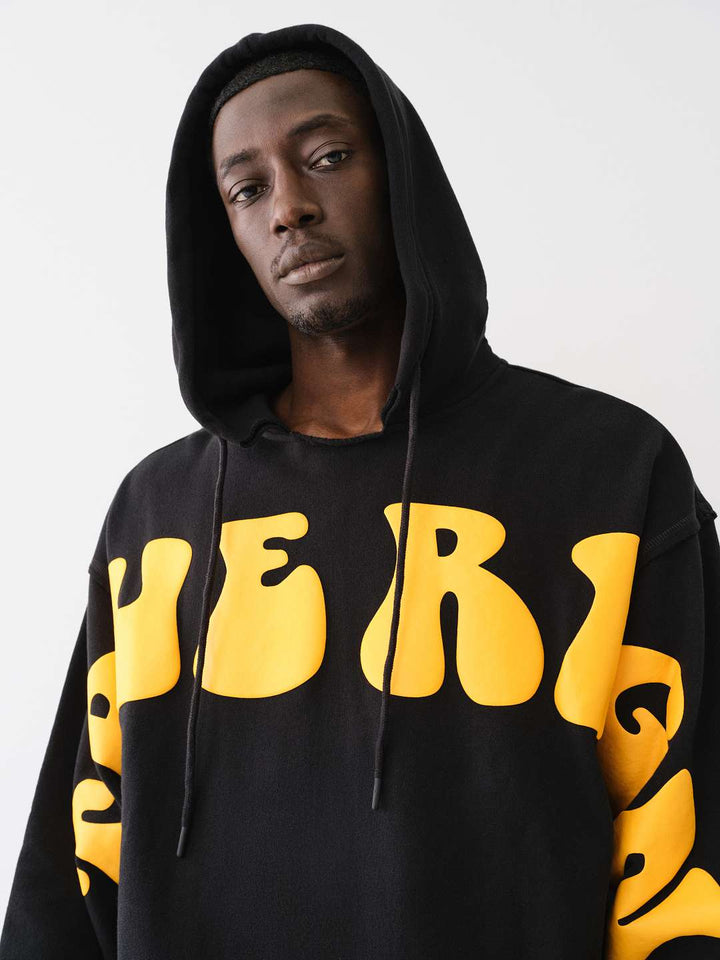 TRUE RELIGION PUFF PRINT RAW HEM HOODIE
