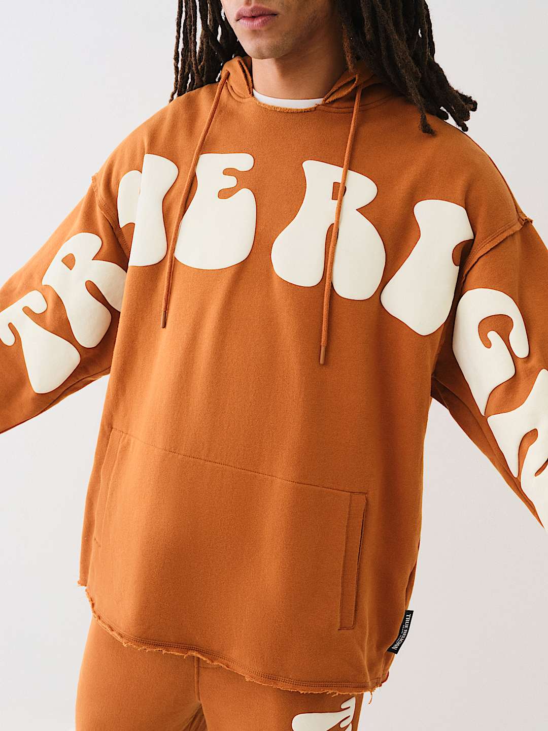 TRUE RELIGION PUFF PRINT RAW HEM HOODIE